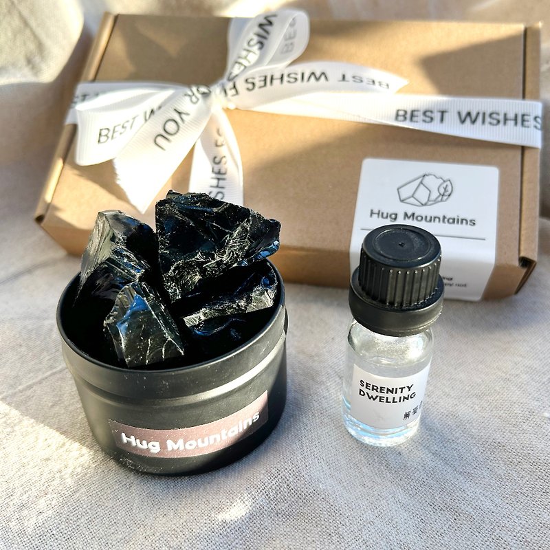 To ward off evil spirits and protect against villains, obsidian diffuser crystal gift box essential oil - น้ำหอม - คริสตัล สีดำ
