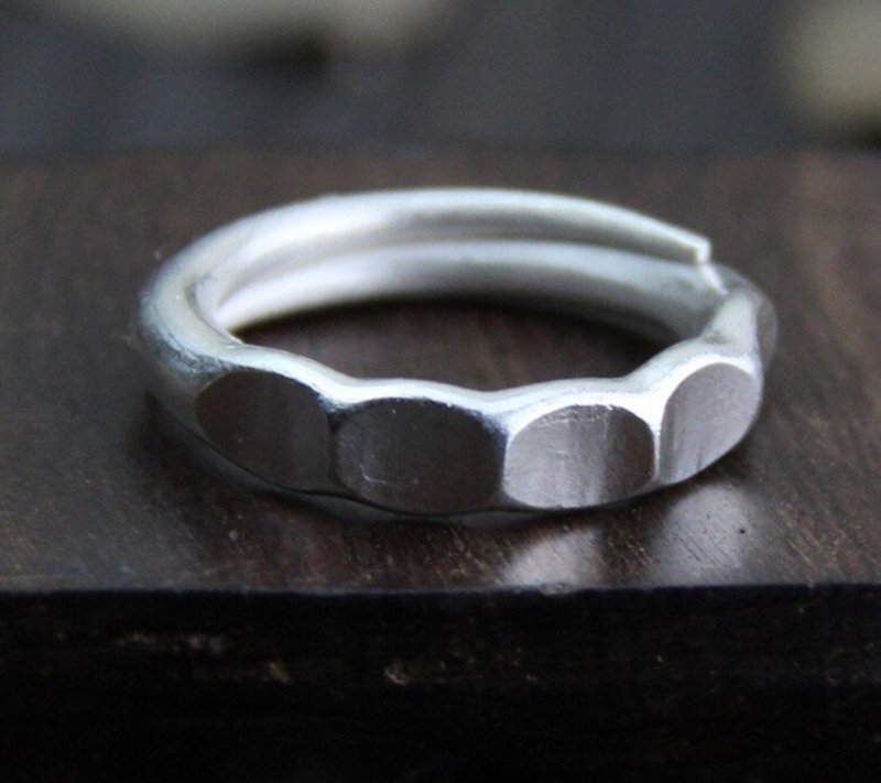 Real S999 Silver Design Simple Women Irregular Finger Rings Personalized Uneven - 戒指 - 純銀 銀色