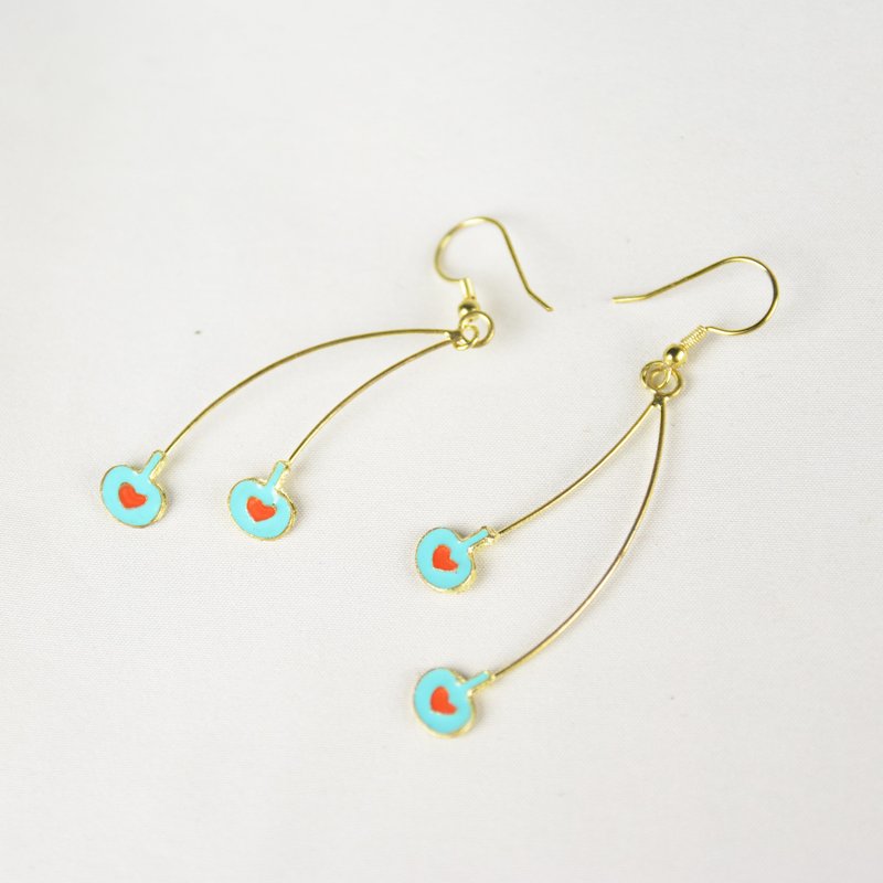 Fair Trade Jewelry brass geometric earrings _ _ floating cherry cookies - ต่างหู - โลหะ สีเขียว