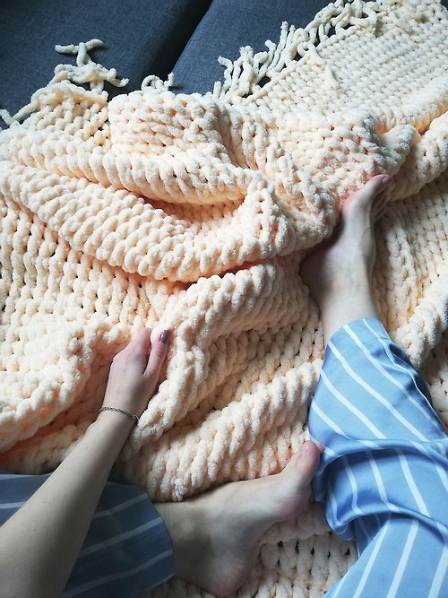 weRparents Arm knitted plush beige Blanket best gifts for her Blanket