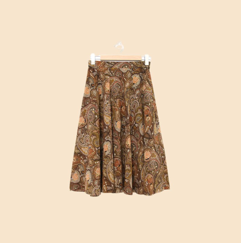 Back to Green-復古拼接長裙 淺咖 變形蟲 fs-09 vintage skirt - 裙子/長裙 - 棉．麻 