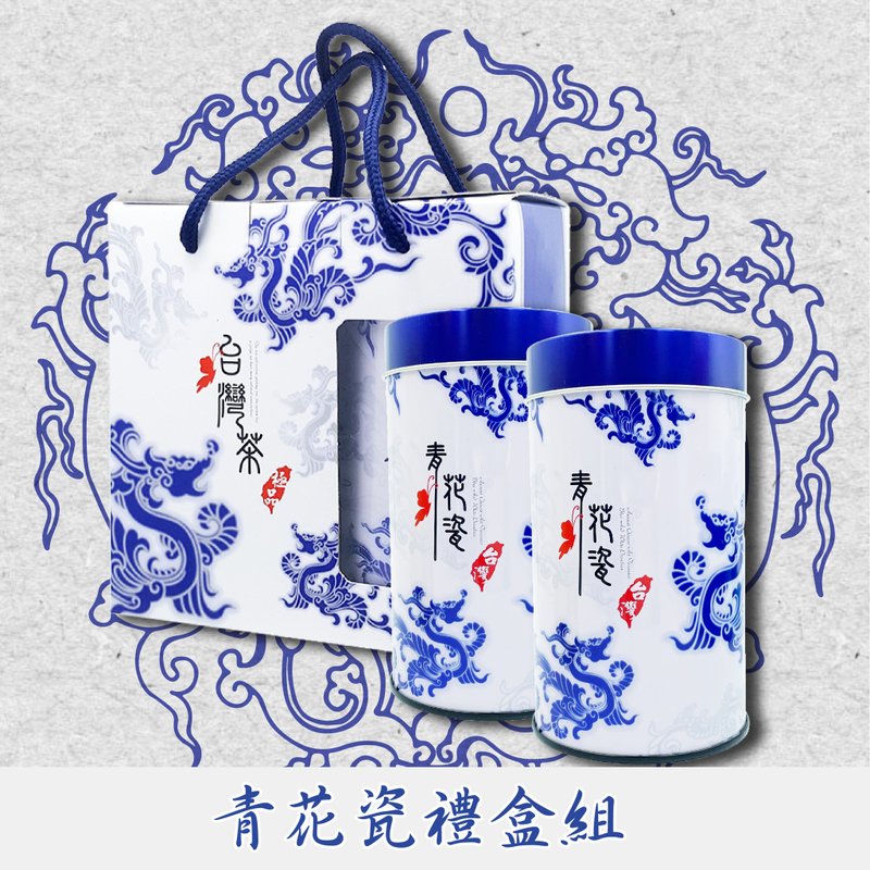 [Exclusive Gift Box] Blue and White Porcelain Iron Can Carrying Box Set High Cold Tea 150gX2 - Tea - Other Materials Green