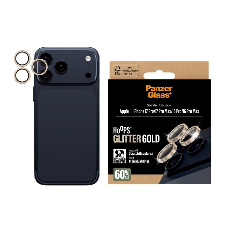 iPhone 17 Pro 系列閃光金&分體式防括鏡頭貼 - 手機配件 - 玻璃 白色