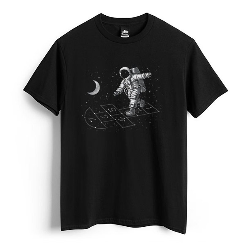 星空の下での夢-ブラック-ユニセックスTシャツ - Tシャツ メンズ - コットン・麻 ブラック