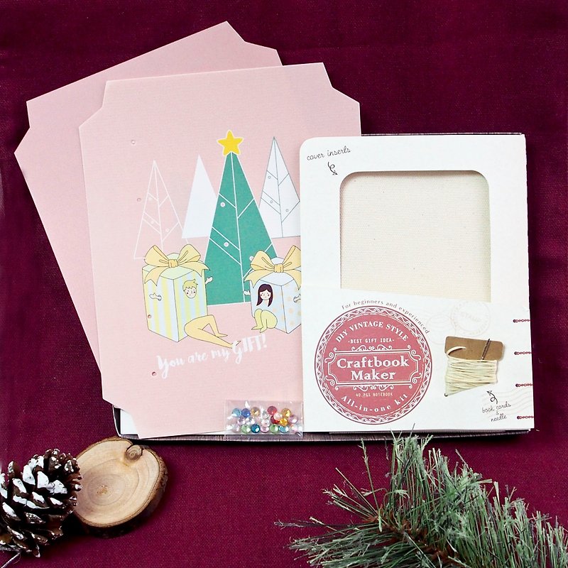 Christmas Edition Craftbook Maker (Bind Your Own Notebook Kit) - You Are My Gift - งานไม้/ไม้ไผ่/ตัดกระดาษ - กระดาษ สึชมพู