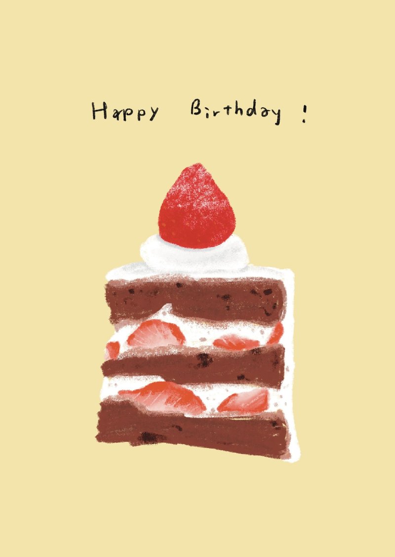 Happy Birthday - Strawberry Chocolate Cake Postcard - Cards & Postcards - Paper 