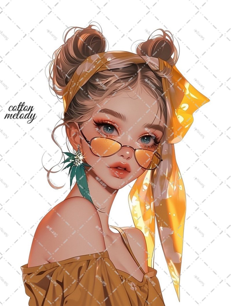 original sticker no.6899 人物ステッカー オリジナルステッカー 人物ステッカー 女の子ステッカー オリジナル人物ステッカー - 貼紙 - 紙 