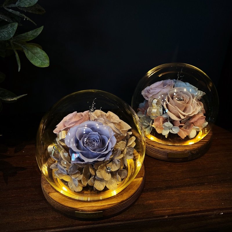 水晶球 小夜燈 永生花 客製 - 乾燥花/永生花 - 植物．花 多色