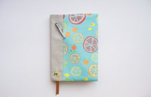 Momshoo Jot of Ideas fabric A6 bookcover - Citrus Summer