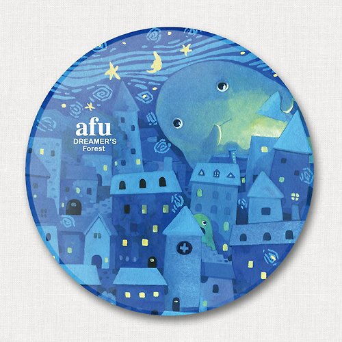 afu插畫日誌 afu陶瓷吸水杯墊-單純的星夜