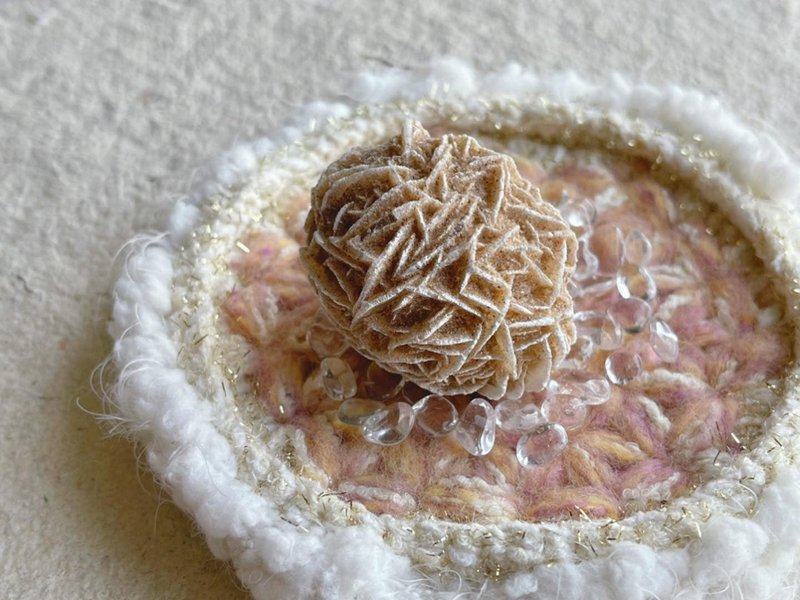Knitting 生命之花置物碟 - 沙漠玫瑰 - 層架/置物架/置物籃 - 棉．麻 粉紅色