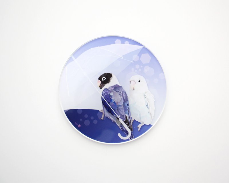 Acrylic Coaster Lovebird Blue&White - ที่รองแก้ว - อะคริลิค สีน้ำเงิน