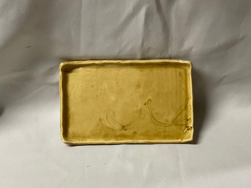 長皿　鳥の絵 (20.5cm) - 盤子/餐盤/盤架 - 陶 黃色