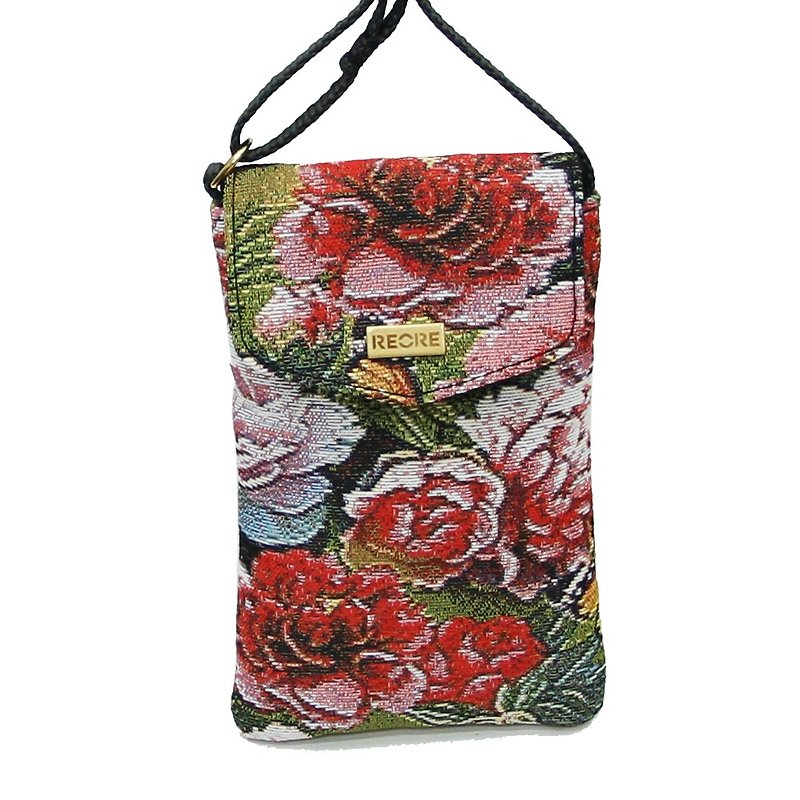 Handmade Cell phone / Crossbody Bag  /  Jacquard Weave / Water Repellent - Phone Cases - Waterproof Material Red