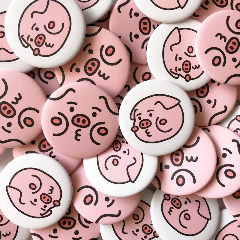 cheeky cheeky pig pin - Badges & Pins - Plastic White