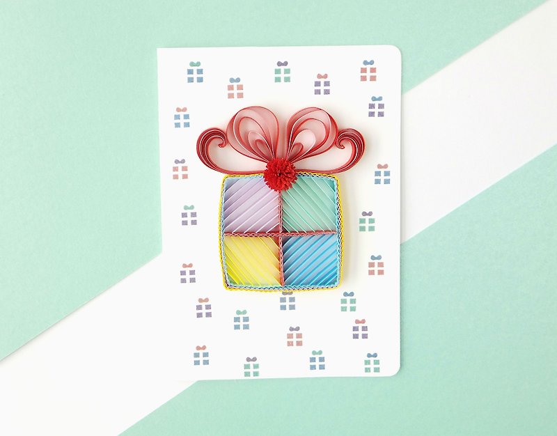 手作捲紙卡片-禮物隨你挑 禮物盒卡片 生日卡 萬用卡 - 心意卡/卡片 - 紙 多色