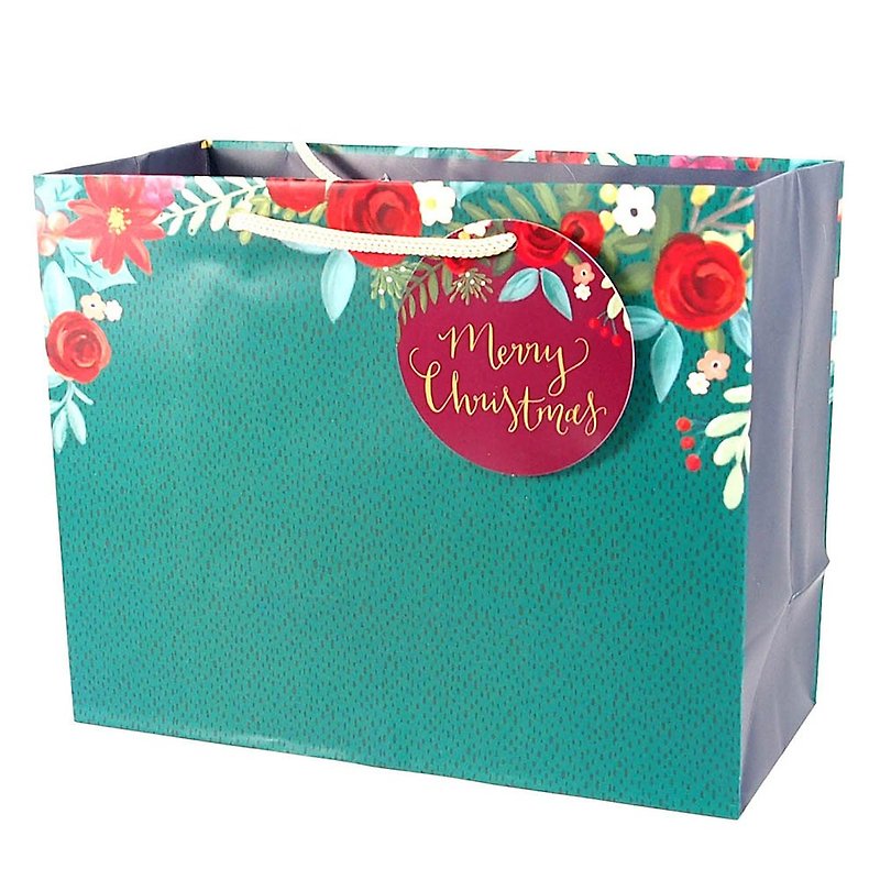 藍綠色之花邊 耶誕禮物袋【Hallmark-禮物袋/紙袋 聖誕節系列】 - 包裝材料 - 紙 綠色