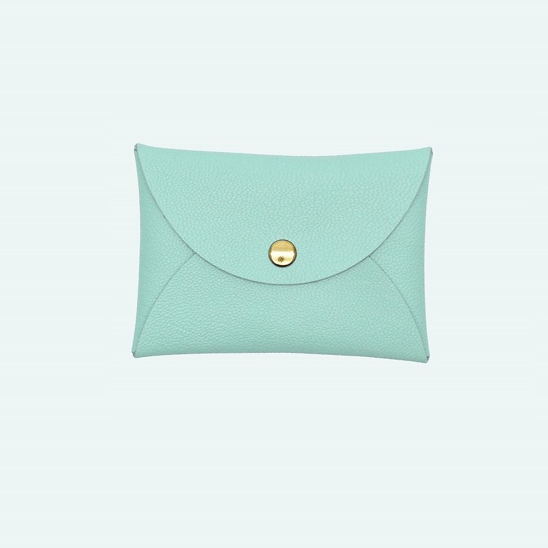 Real Leather Macaron Tiffany Blue Card Holder/Wallet/card holder/card case - ที่เก็บนามบัตร - หนังแท้ สีเขียว