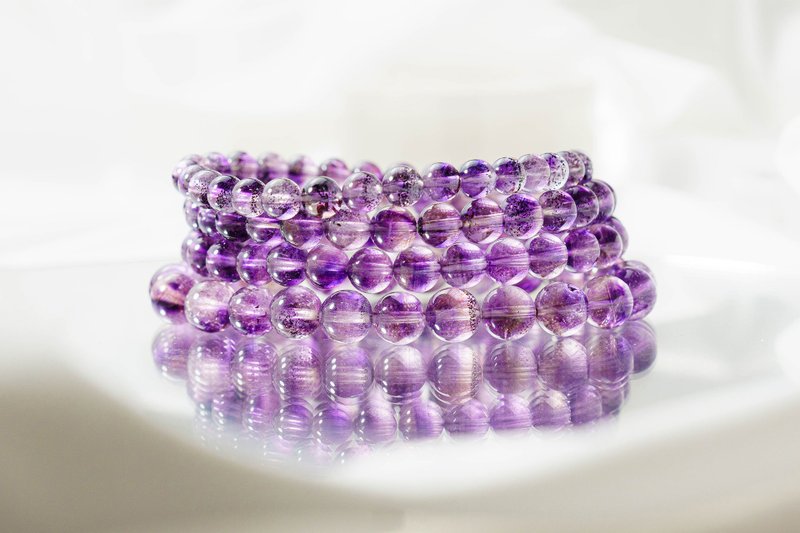 Pink Purple Super Seven Hand Beads - สร้อยข้อมือ - คริสตัล สีม่วง