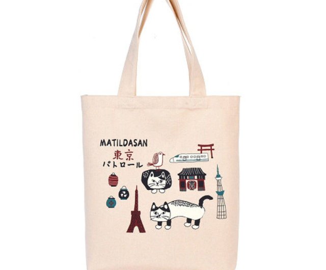 Kusuguru Japan Canvas Bag 日本限定 観光テーマトートバッグ - 東京