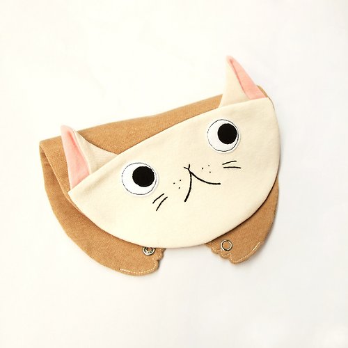 WINCO 手作設計 好奇小貓造型圍兜口水巾