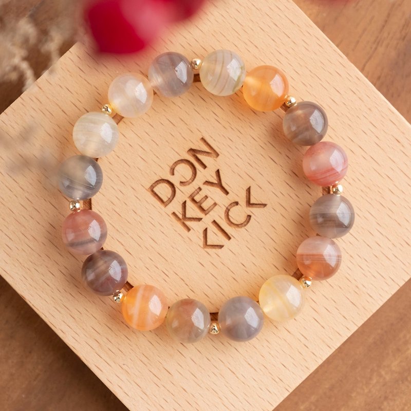 Apricot Grape Agate genuine gemstones stretch bracelet gift for her - สร้อยข้อมือ - คริสตัล หลากหลายสี