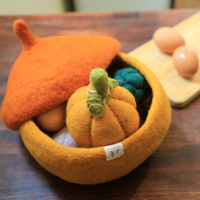 Wool felt container acorn storage box orange chestnut / moving in gift / pre-order - กล่องเก็บของ - ขนแกะ สีส้ม