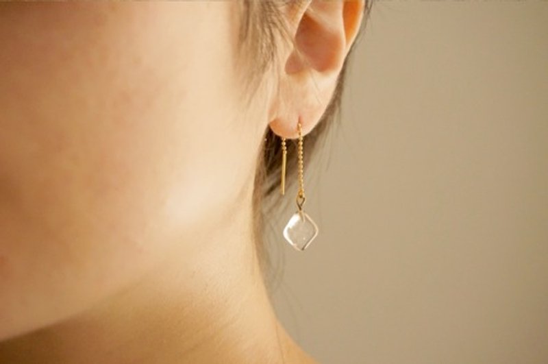 〈 diamont 〉 Threader Earrings ｜ American earrings - สร้อยคอ - แก้ว 