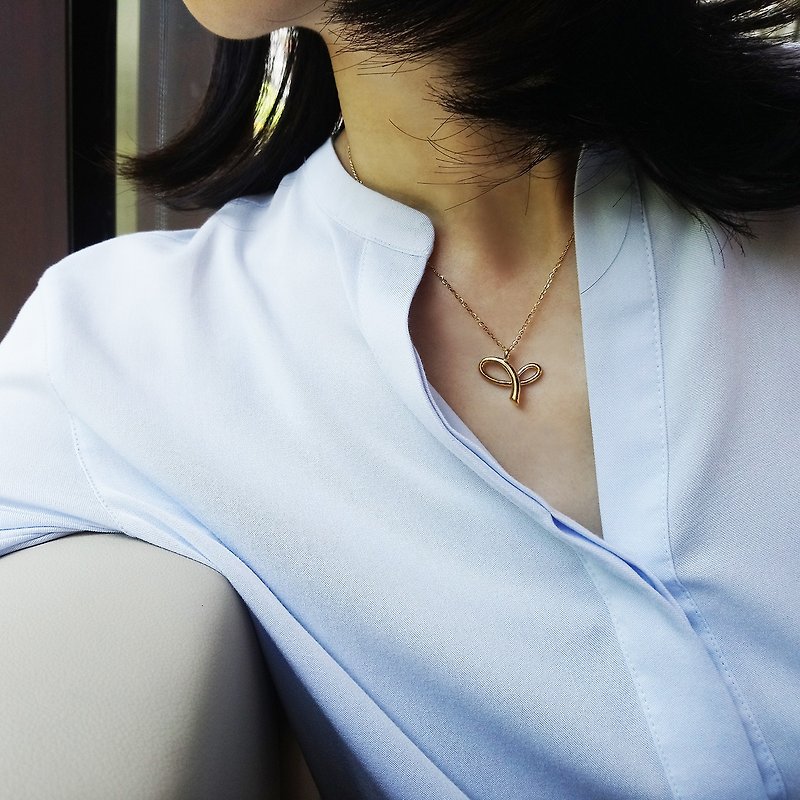 Seedling necklace k_豆苗项链K gold limited designer hand made with brand packaging - Necklaces - Precious Metals Blue