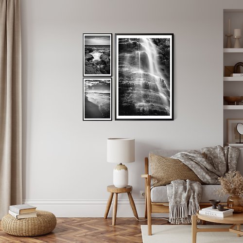 Ryan Campbell Photography Set of 3 Black and White Water Prints - Mystical Water Bundle