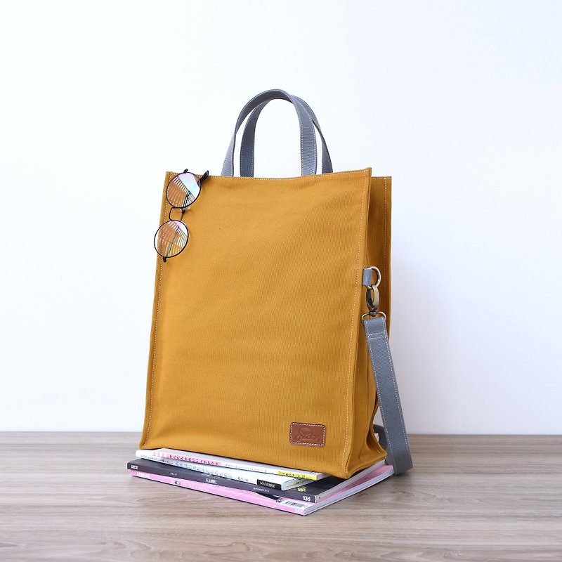 กระดาษ กระเป๋าแมสเซนเจอร์ สีเหลือง - Unpaper tote bag - mustard