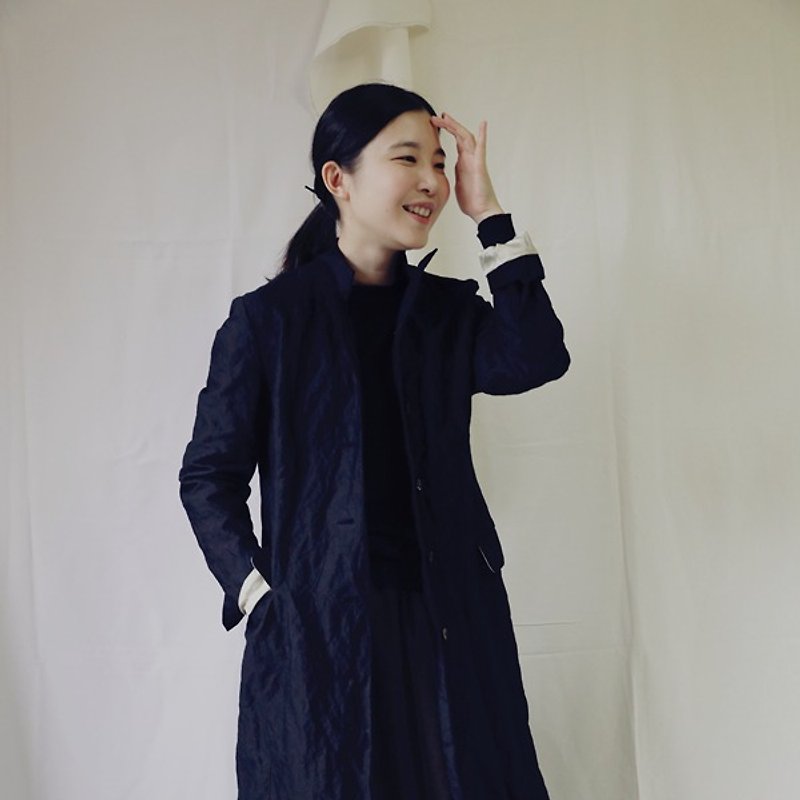 [Tip Cloth Secret Garden] black cotton wire coat long coat - Women's Blazers & Trench Coats - Cotton & Hemp Black