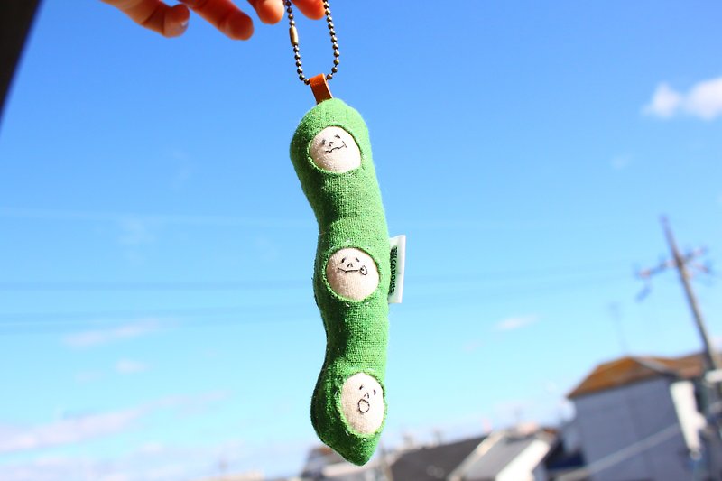 豆　ストラップ　刺繍 - 吊飾 - 棉．麻 綠色