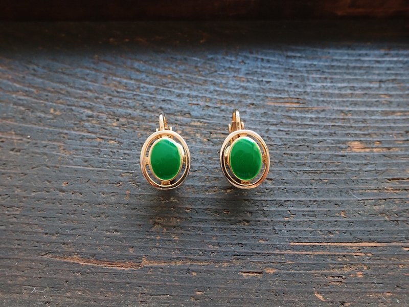 Antique Jewelry / Ear Clips No.20 tk - ต่างหู - วัสดุอื่นๆ สีเขียว