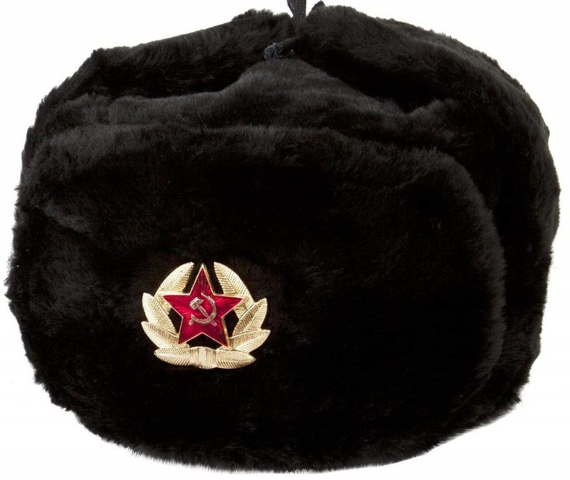 USHANKA 俄羅斯軍事蘇聯軍隊冬季士兵帽子人造毛皮蘇聯紅星徽章 - 帽子 - 其他材質 黑色