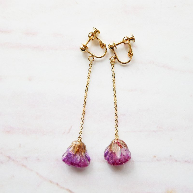 Wavyleaf sea-lavender earrings - Earrings & Clip-ons - Resin Purple