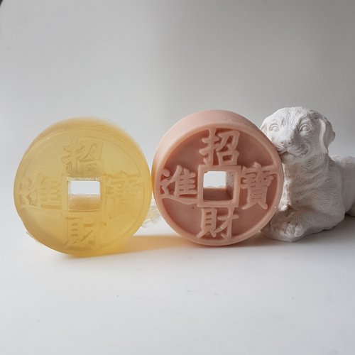 創藝皂學 手工皂 擴香石 香氛 臺灣原創 在地製造 好運蜂蜜精油手工皂, 年節伴手禮 - 招財進寳 (二入)