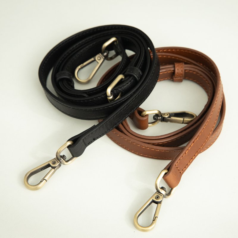 [24hr fast shipping] Genuine leather long strap-23920 two colors - กระเป๋าแมสเซนเจอร์ - วัสดุอื่นๆ สีดำ