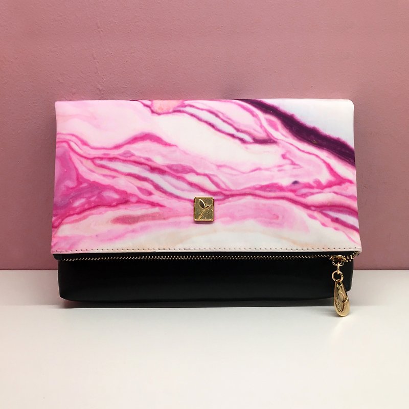 Abstract pink purple natural pattern clutch bag new shoulder bag evening female bag chain bag - Clutch Bags - Other Materials 