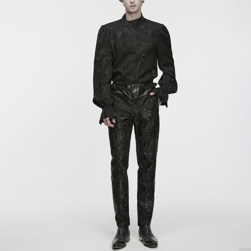 文藝復興智者宮廷繡花西裝長褲 - 男長褲/休閒褲 - 其他材質 黑色