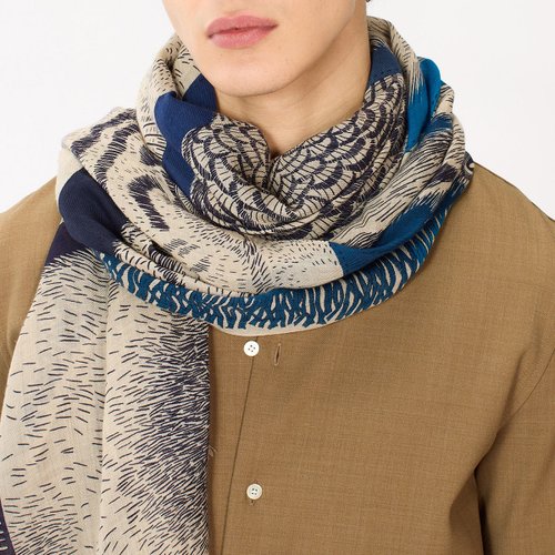 INOUI EDITIONS】FRERES ウールマフラー/BLUE - ショップ Gather