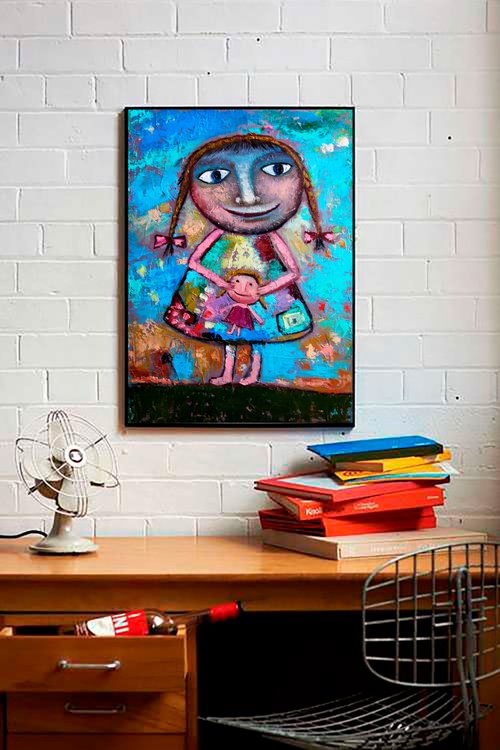 抽象少女絵画油油畫原作女性オリジナルアートアートワーク