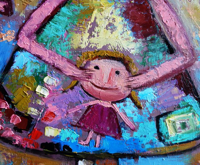 抽象少女絵画油油畫原作女性オリジナルアートアートワーク