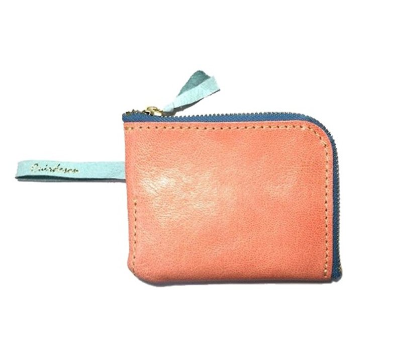  L zipper coin purse half wallet mini wallet compact wallet leather smart wallet - Wallets - Genuine Leather Pink