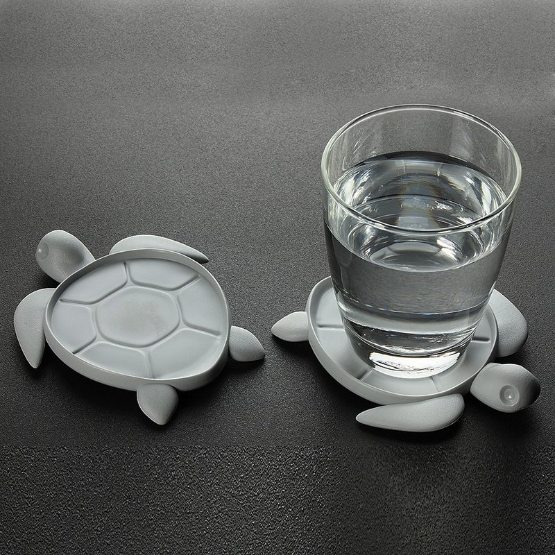 [The first choice for Christmas gift exchange] QUALY Save the Turtles-Coaster (Black/Dark Gray/Grey) - Coasters - Eco-Friendly Materials Multicolor