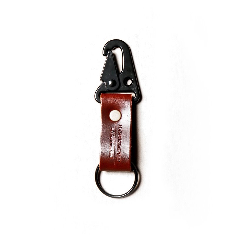 Classic Italian handmade leather key ring - Keychains - Genuine Leather Brown