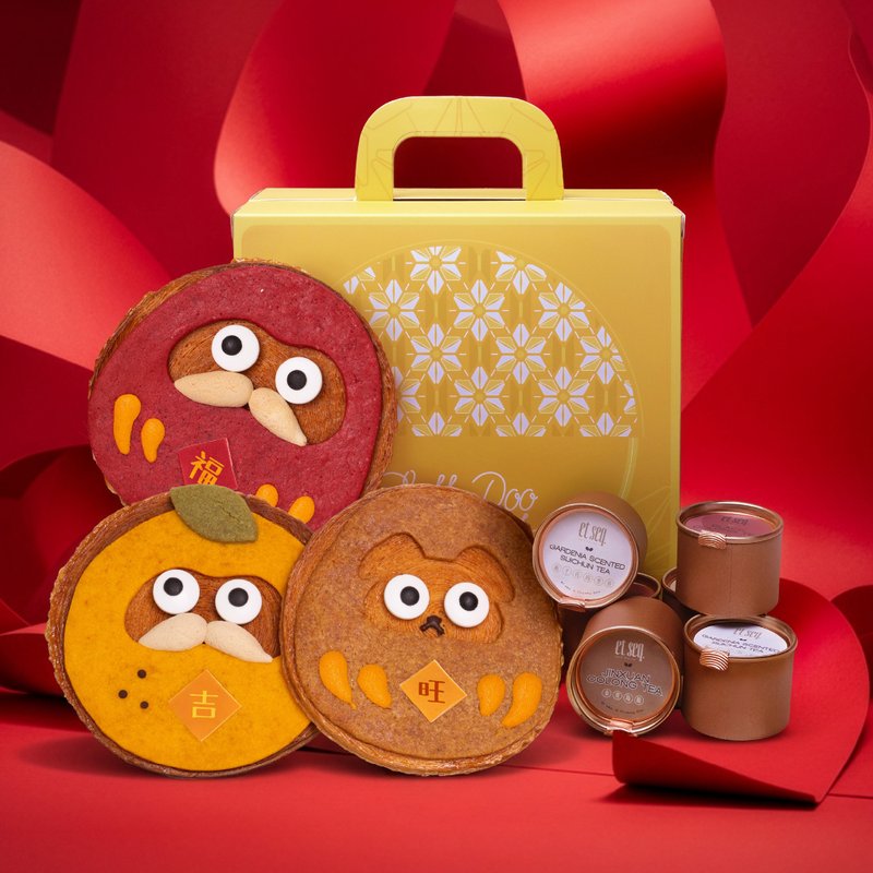 【Ambient Home Delivery, 7-11 Store Pickup】Daruma Soft Cookie Mille Crêpe Tea Gift Box - Year of the Horse Gift Box - เค้กและของหวาน - อาหารสด สีแดง