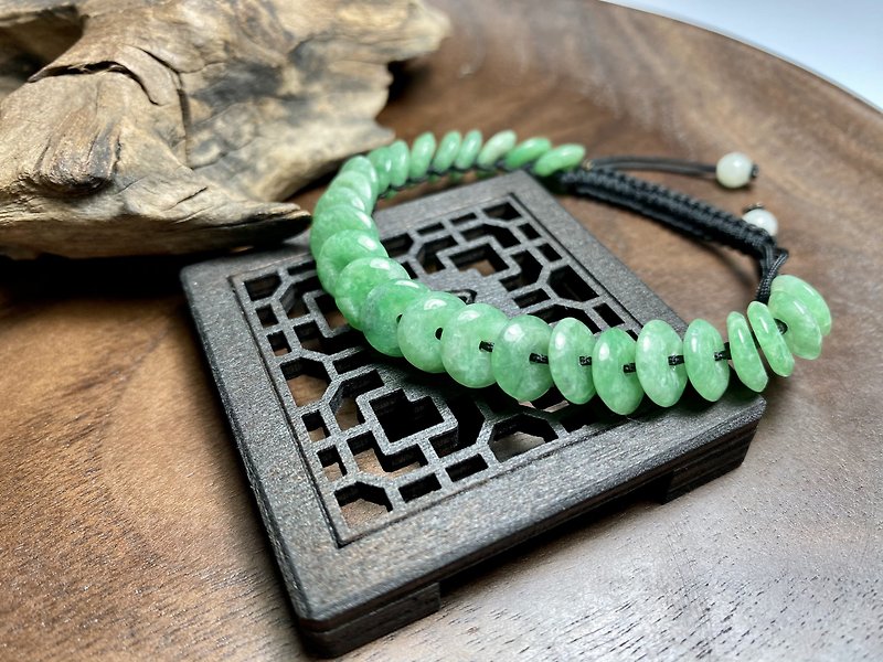 Fast Shipping Natural Burmese Jade Jade Lucky Money Bracelet/Full Bean Green - สร้อยข้อมือ - หยก 