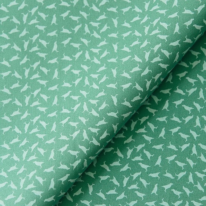 Hand-Printed Cotton Canvas - 250g/y/Crested Myna No.4/Lichen Green - Knitting, Embroidery, Felted Wool & Sewing - Cotton & Hemp Green