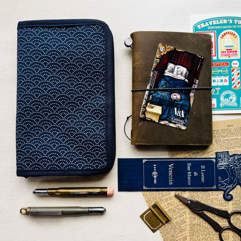 seigaiha-tn-passport-case - Passport Holders & Cases - Cotton & Hemp Blue